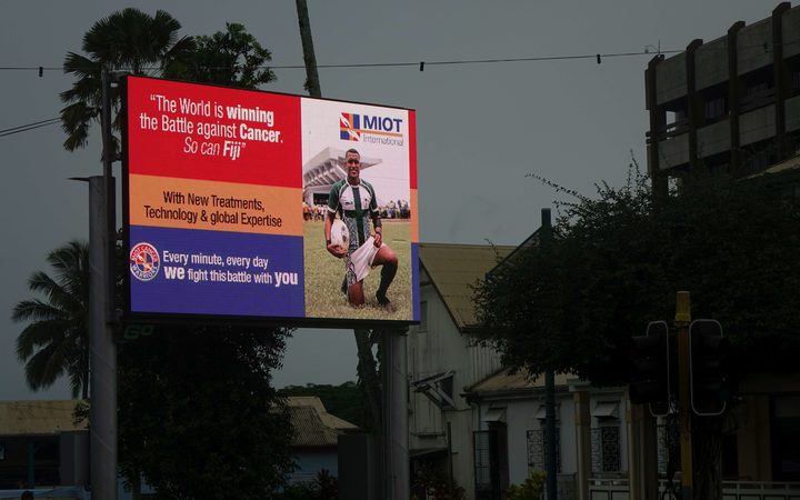 A billboard raising cancer awareness in the CBD of Fiji's capital, Suva. 