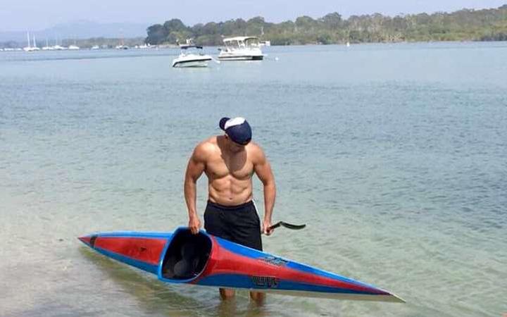 Pita Taufatofua during kayak training.