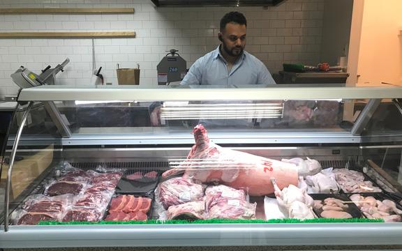 Imran Khan at his Makkah Mart halal butchery. 