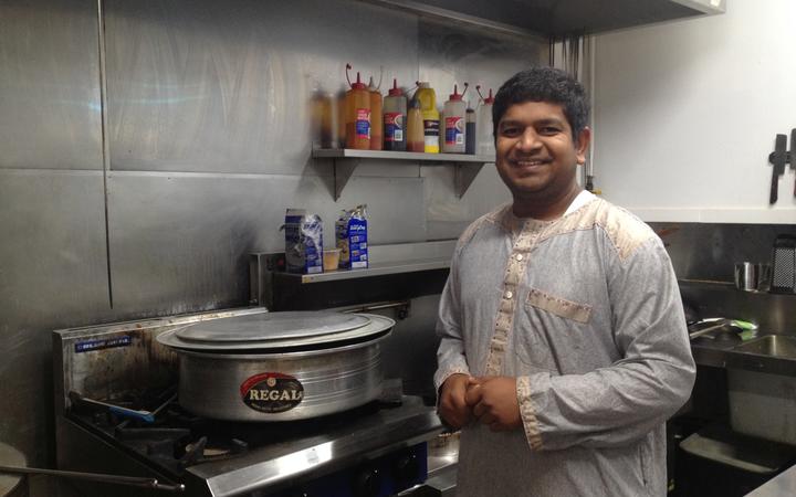 Mohammad Khaja Mohiuddin in the kitchen of his new takeaway store Indian Paradise. 