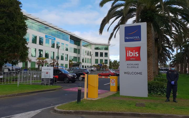 The Navy has been posted outside a Novotel being used as a managed isolation facility in Auckland