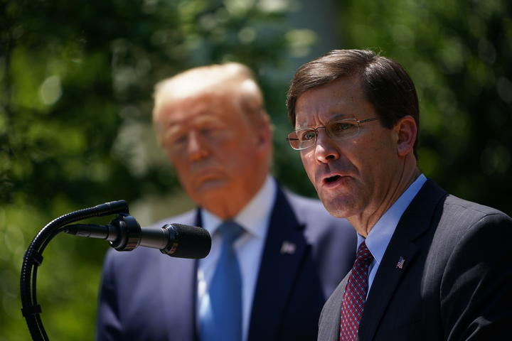 US Defence Secretary Mark Esper, with US President Donald Trump,on May 15, 2020.