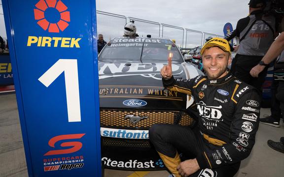 Andre Heimgartner wins his first Supercars race at the OTR SuperSprint The Bend. 2021.