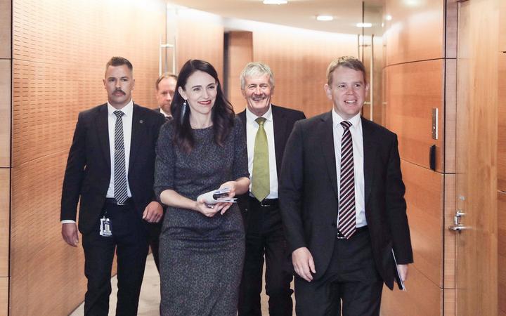 Jacinda Ardern, Damien O'Connor and Chris Hipkins