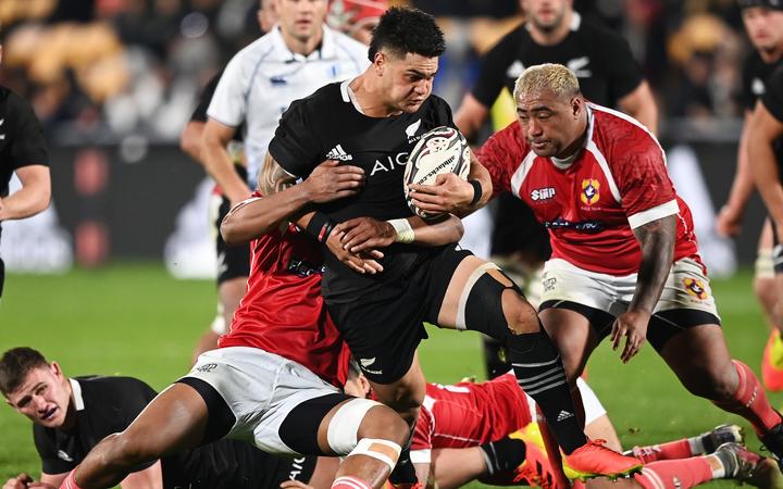 Quinn Tupaea on debut for the All Blacks