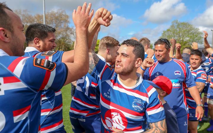 Horowhenua Kapiti celebrate. Horowhenua Kapiti v Wairarapa-Bush, Lochore Cup rugby Final, Levin Domain, Levin, New Zealand. Sunday, 28 October, 2018. 