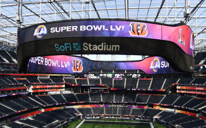 A view of the SoFi Stadium field before  Super Bowl LVI between LA rams and the Cincinnati Bengals. 