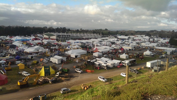 The view from the hill overlooking the set-up at the 2015 Fieldays. 