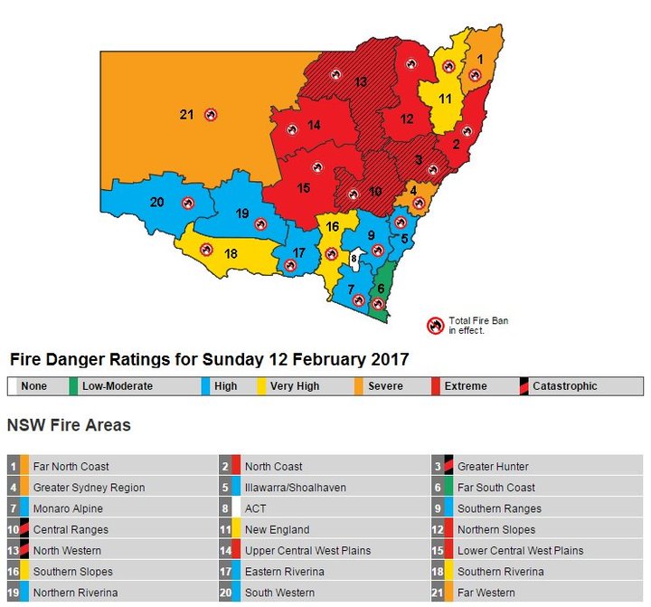 Greater Hunter Region Map Potentially Catastrophic" Fire Conditions In Nsw | Rnz News