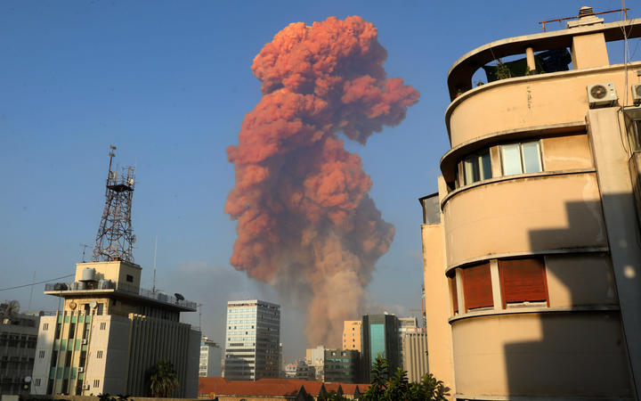 The scene of an explosion in Beirut on 4 August 2020.