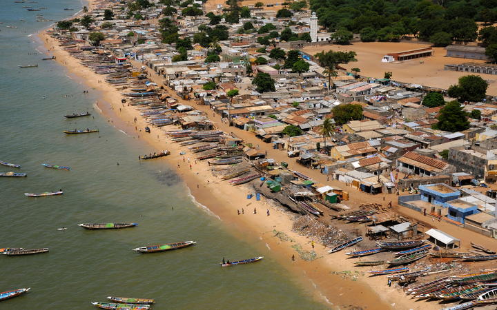 Boats off coast of Senegal.