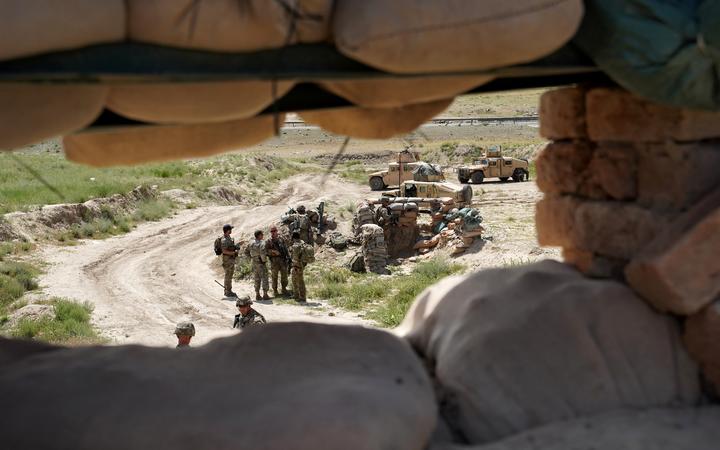 US troops at the Afghan National Army checkpoint in Nerkh district of Wardak province west of Kabul in 2019.