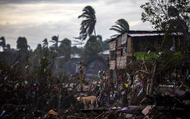 Houses destroyed by the passage of Hurricane Eta, in Bilwi, Puerto Cabezas, Nicaragua, on 15 November. Hurricane Iota was nearing the region as a category 5 storm.