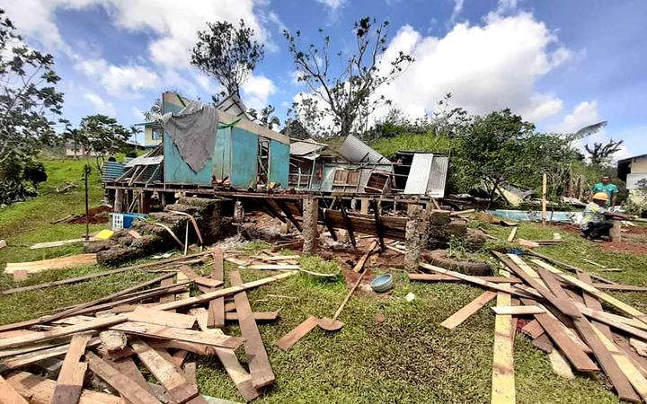 Damage to a house on Vanua Levu