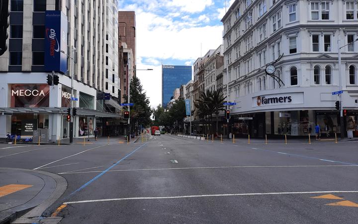 Central Auckland at 9am on the first morning of the latest level 3 lockdown.