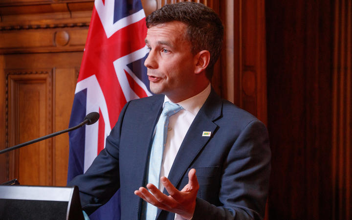 ACT leader David Seymour releases the party's Covid 3.0 (life after lockdown) plan to media in the Legislative Council Chamber in Parliament.