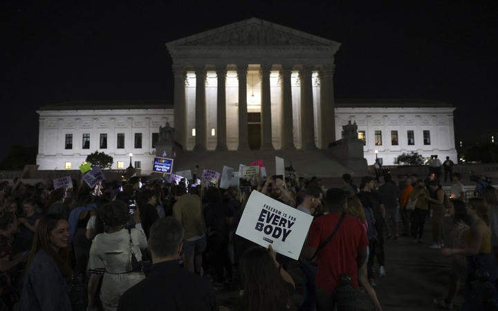 Pro-choice and anti-abortion activist rally outside of the US Supreme Court on May 03, 2022 in Washington, DC.