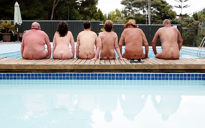 Nudists at The Auckland Outdoor Naturist Club.