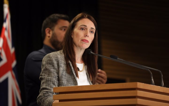 Prime Minister Jacinda Ardern at a post-Cabinet briefing.