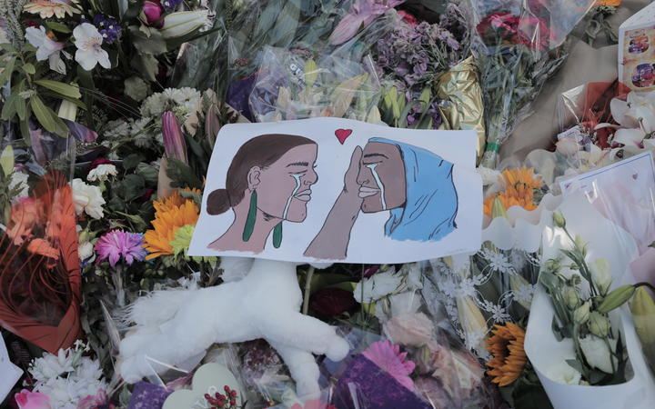 Mourners lay flowers and left artwork outside Al Noor mosque the days after the attack