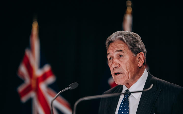 Winston Peters announcing the $12.1 billion economic relief package. 