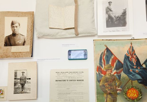 Items from the Alexander Turnbull Library and Archives NZ on display.