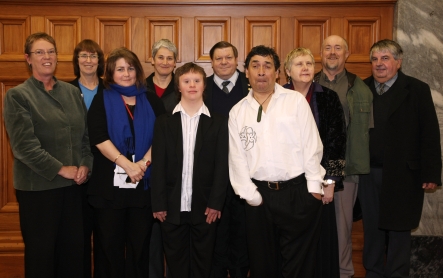 Dr Jan Scown (2nd from left) with the former Minister for Disability Issues, Ruth Dyson and members of NZ's delegations to the United Nations negotiating sessions.