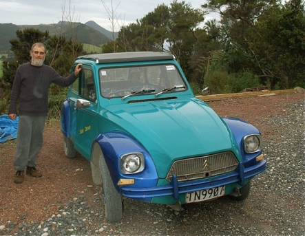 Ulrich Schmid with his Citroen Dyane.