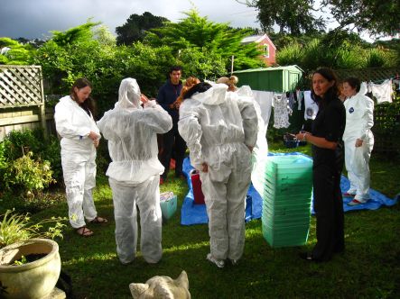 The Household Sustainability group prepares for the waste audit.