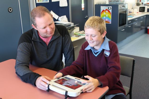 Nathan Carter with researcher Dean Sutherland