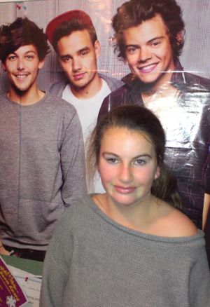 Sarah Jane with One Direction in her bedroom at Salisbury School