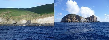 Macauley Island showing a lava flow surrounded by ash ;ayers, and Cheeseman Island