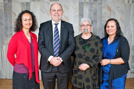 Dr Ocean Mercier, Hon Steve Joyce, Mana Elizabeth Hunkin and Sophie Nock