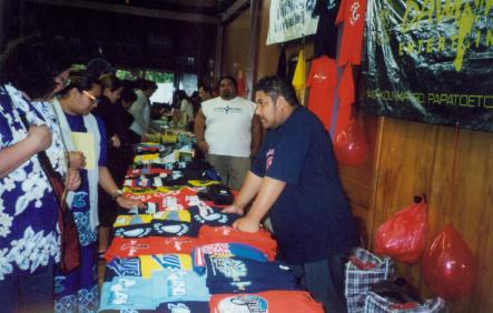 Brotha D at the tables inside Hall Otara Market.